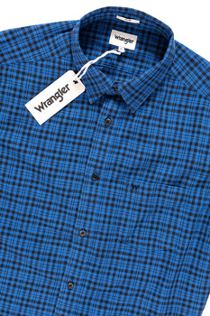 KOSZULA MĘSKA KRÓTKI RĘKAW WRANGLER SS 1PKT SHIRT TURKISH SEA W5881OP86 112129595