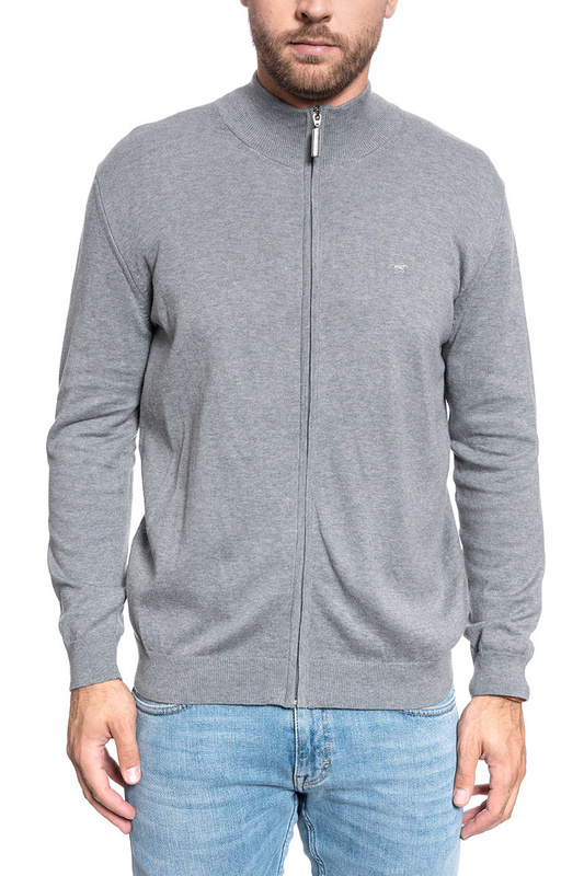 SWETER MĘSKI MUSTANG BASIC ZIP CARDIGAN MID GREY MELANGE 1005881 4140