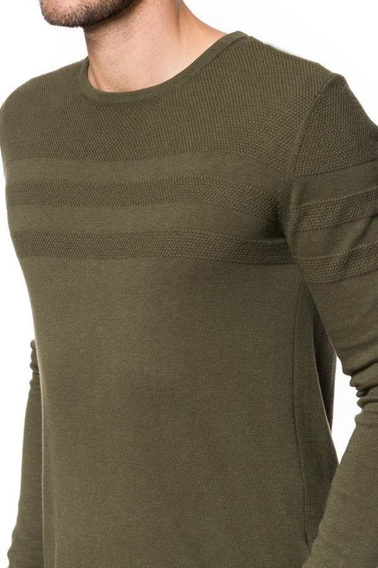 TOM TAILOR STRUCTURED CREW-NECK SWEATER OLIVE NIGHT GREEN 3020016.00.15 COL. 7548