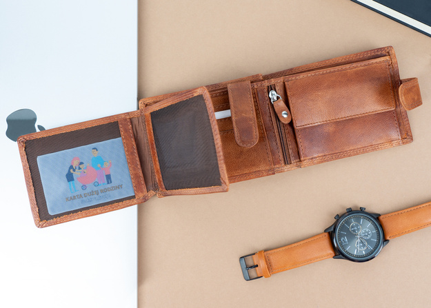 MUSTANG Denimo Wallet Side Opening With Button SKÓRZANY PORTFEL POJEMNY MA KARTY PREMIUM RFID