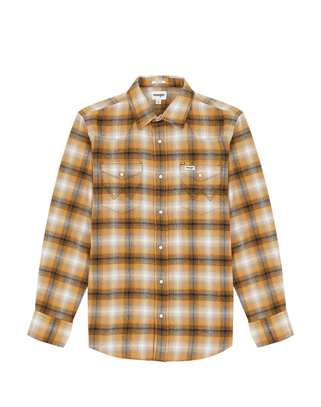 WRANGELR LS WESTERN SHIRT MĘSKA KOSZULA W KRATĘ GOLDEN OAK 112341159 W556016297