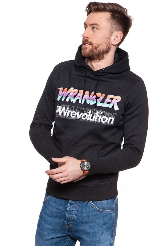 BLUZA WRANGLER MĘSKA HOODIE BLACK W6560IH01 112130572