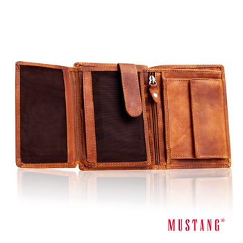 MUSTANG Denimo Wallet Side Opening SKÓRZANY PORTFEL POJEMNY NA KARTY PREMIUM 