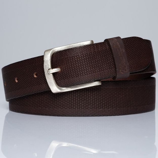 PASEK WRANGLER ZIGZAG EMBOSS BROWN W0B36U285 112125525