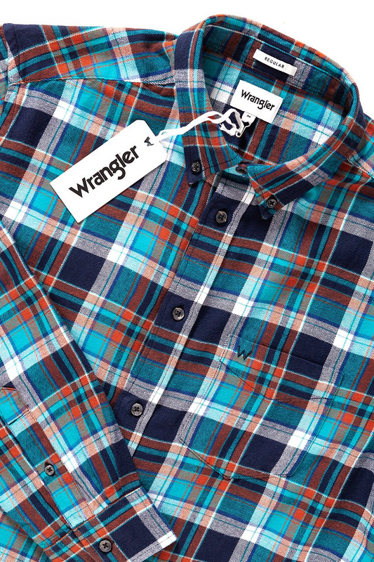 KOSZULA WRANGLER LS 1PKT BUTTON DOWN BLUE BAY W5874T2VG 112129586