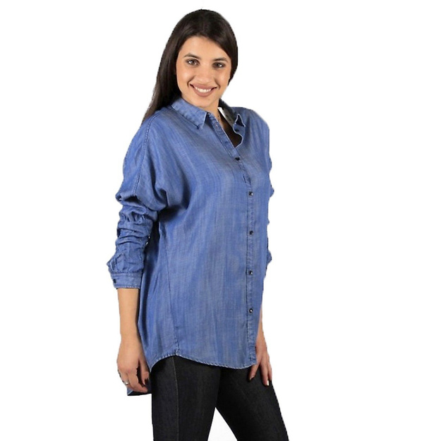 DAMSKA KOSZULA MATERIAŁOWA LEE LONGLINE SHIRT BLEACHED DENIM L46DKRES 112110890