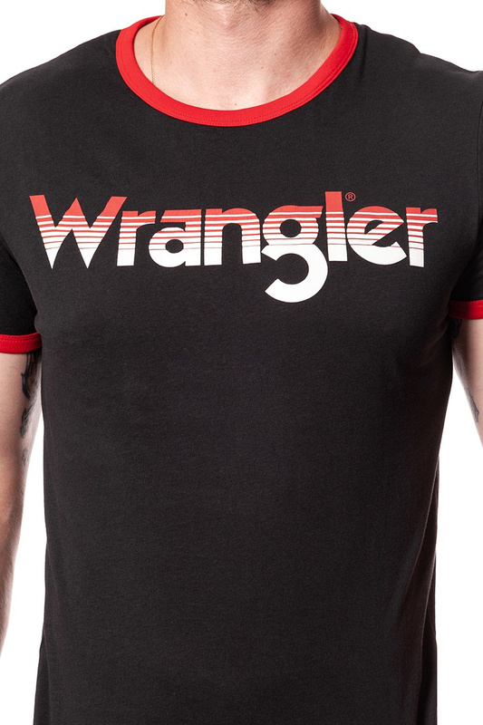 KOSZULKA WRANGLER LOGO RINGER TEE FADED BLACK W7B68FQV6 112131530