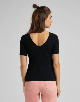 DAMSKI T-SHIRT LEE WRAP RIBBED TEE BLACK L44RPJ01 112109963