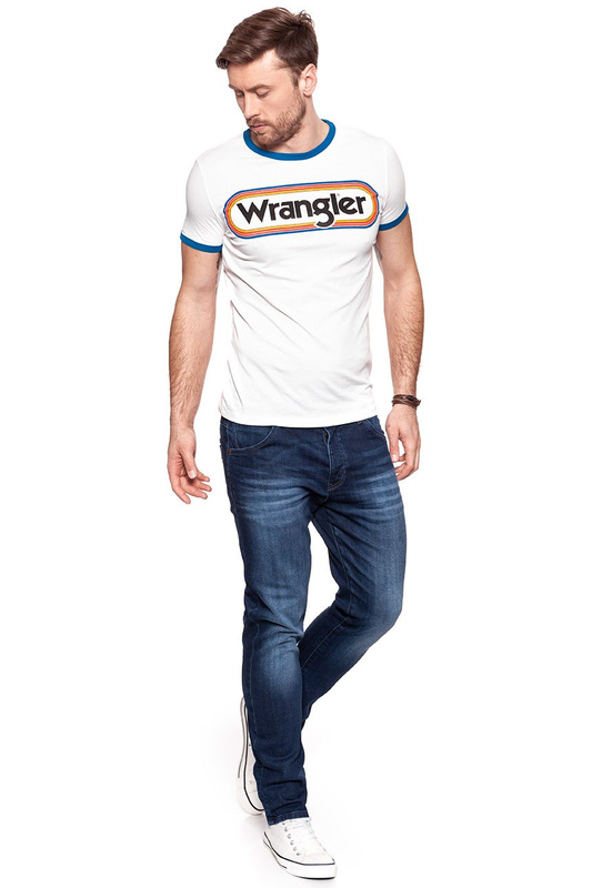 KOSZULKA WRANGLER LOGO RINGER TEE OFFWHITE W7B68FQ02 112131526