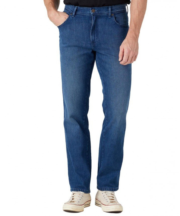 WRANGLER TEXAS MĘSKIE SPODNIE JEANSOWE JEANSY DZWONY LEON BLUE W121AG42B 112329006