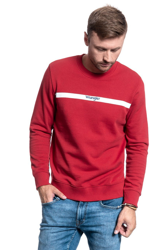 BLUZA MĘSKA WRANGLER STRIPE LOGO SWEAT RED W6A5HYX47 112130663