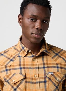 MESKA KOSZULA WRANGLER WESTERN SHIRT BROWN BLUE 112372456