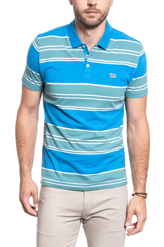 KOSZULKA POLO LEE STRIPED POLO REGULAR FIT DIPPED BLUE L60ZWXLA 112113667