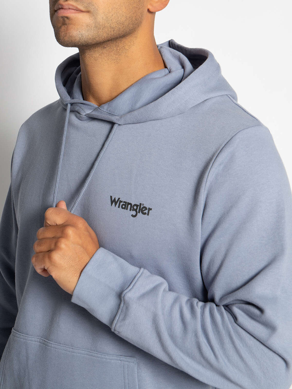 WRANGLER HOODIE MĘSKA BLUZA LOGO STONEWASH BLUE W6X2HYX4Q 112320567