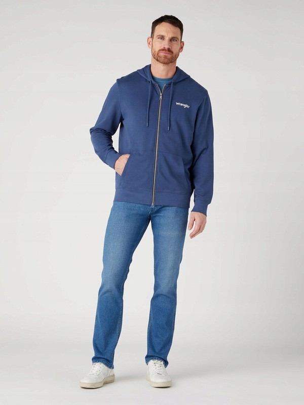 WRANGLER ZIP THRU HOODIE MĘSKA BLUZA ROZPINANA LOGO DARK DENIM W6X3HAXTG 112328995