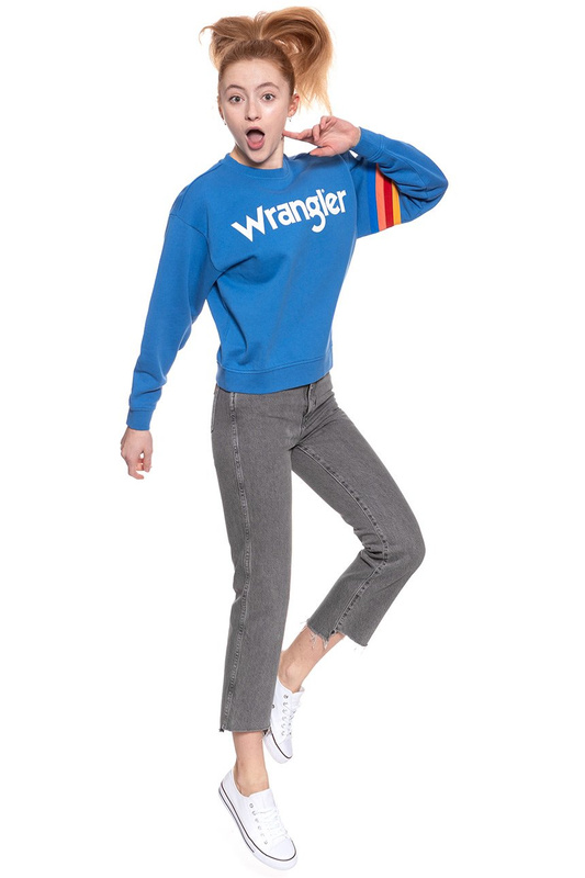 BLUZA WRANGLER DAMSKA LOGO SWEAT DEEP WATER W6072HQDF 112130428