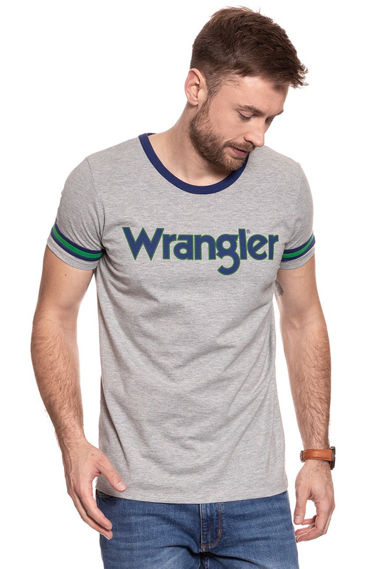 KOSZULKA WRANGLER INSERT LOGO T MID GREY MEL W7B28FK37 112131442