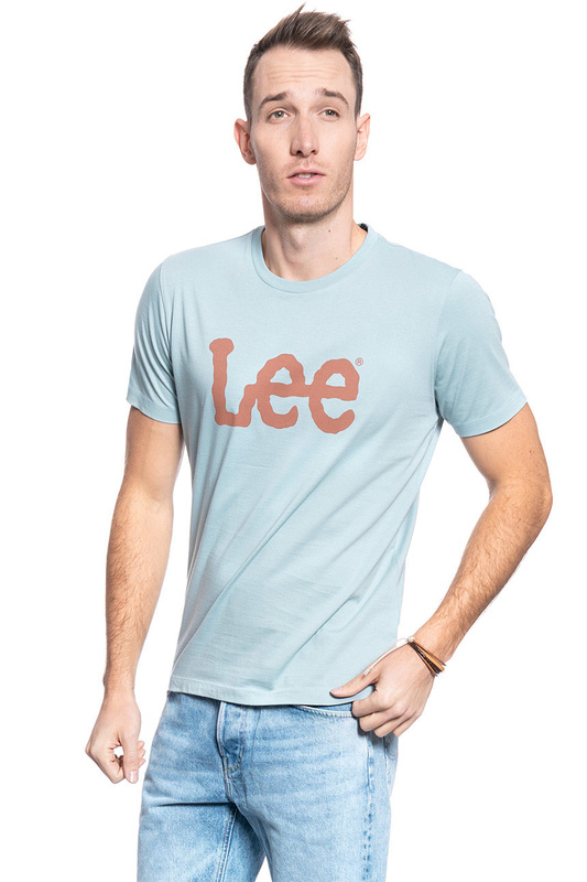 MĘSKI T-SHIRT LEE WOBBLY LOGO TEE FADED BLUE L65QAIOF 112116135