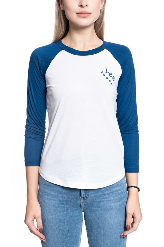 DAMSKA KOSZULKA Z DŁUGIM RĘKAWEM LEE REGLAN RINGER TEE SLIM FIT WASHED BLUE L41NWMLR 112109102