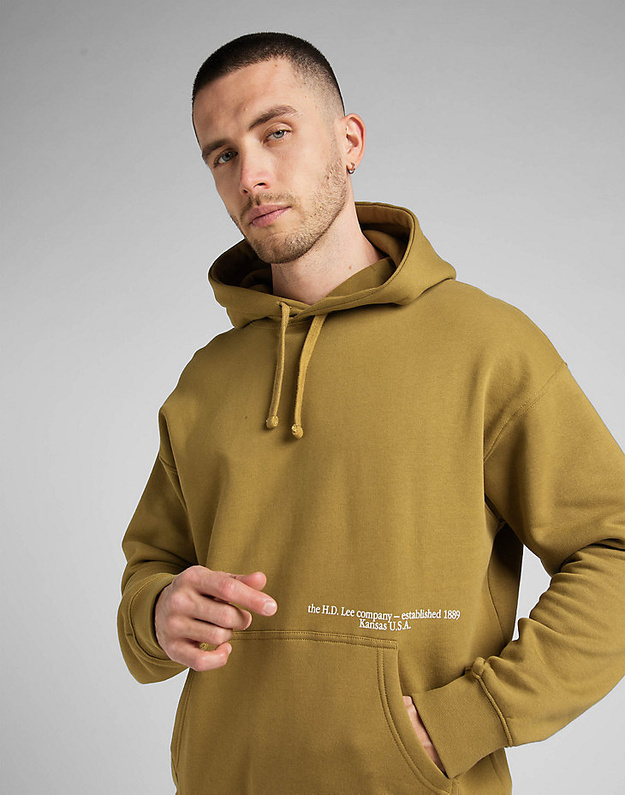 LEE LOGO LOOSE HOODIE MĘSKA BLUZA Z KAPTUREM NIEROZPINANA NADRUK AMMONITE L84HTJ85 112322634