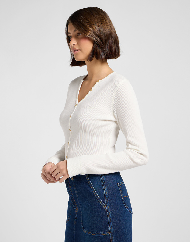 DAMSKA KOSZULKA LEE WASHED WAFFLE HENLEY ECRU 112371290