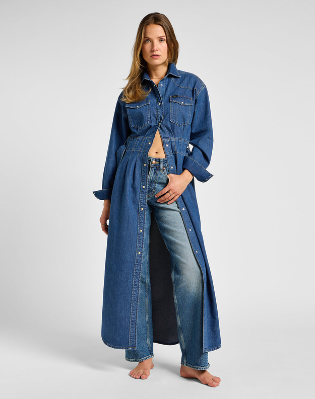 LEE DAMSKA SUKIENKA JENSOWA BELTED WESTERN DRESS BLUE FUSION 112357937 LI19015514