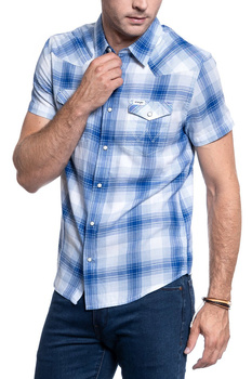 MĘSKA KOSZULA WRANGLER SS WESTERN SHIRT SURF BLUE W5J0ORX6U 112130154