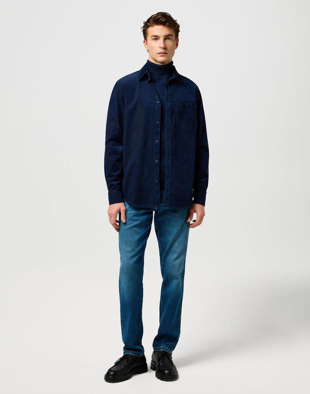MESKA KOSZULA  WRANGLER 1 PKT CORDUROY SHIRT NAVY 112371527