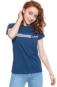 LEE T SHIRT DAMSKI STRIPE LOGO TEE OIL BLUE L42MEHMO 112109403