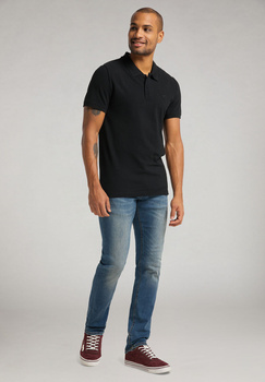 MUSTANG POLO MĘSKA KOSZULKA Z KOŁNIERZEM LOGO BLACK 1008810 4142