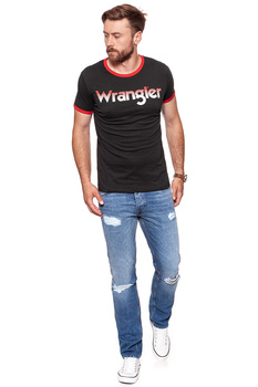 KOSZULKA WRANGLER LOGO RINGER TEE FADED BLACK W7B68FQV6 112131530
