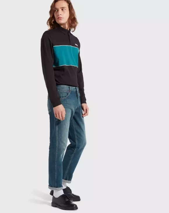 WRANGLER LS CONTRAST POLO MĘSKA KOSZULKA POLO Z DŁUGIM RĘKAWEM BLACK W7B96GK01 112131571