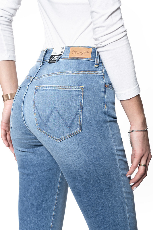 SPODNIE DAMSKIE WRANGLER SKINNY HIGH RISE STAYIN' LIGHT W27HJM96D 112128089