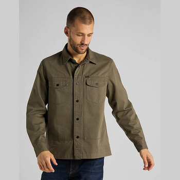 LEE MILITARY WORKER SHIRT MĘSKA KOSZULA MATERIAŁOWA REGULAR FIT OLIVE GREEN L66CTHNX 112116331