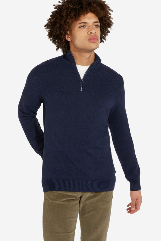WRANGLER HALF ZIP KNIT MĘSKI SWETER NAVY W8A4RK114 112132373