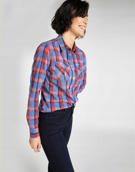 LEE REGURAL WESTERN SHIRT DAMSKA KOSZULA W KRATĘ DŁUGI RĘKAW POPPY RED L45SHRNH 112110485