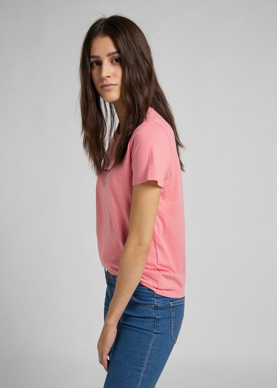 DAMSKI T-SHIRT LEE SLIM LOGO TEE CHERRY BLOSSOM L44NEPQJ 112109935