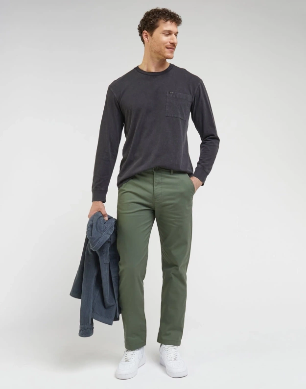 MESKIE SPODNIE  REGULAR CHINO OLIVE GROVE 112342928
