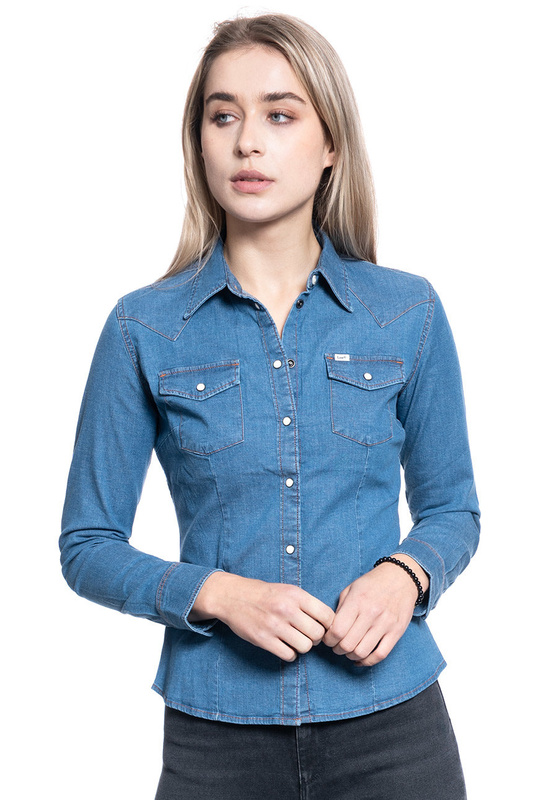 DAMSKA KOSZULA JEANSOWA LEE SLIM WESTERN SHIRT BLUEPRINT L45RFWLH 112110407