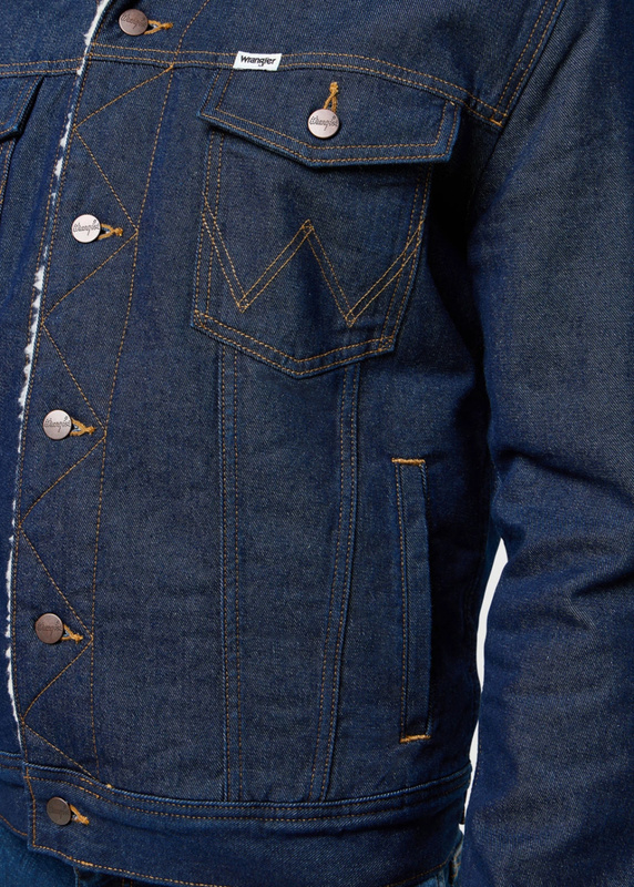 MESKA KURTKA JEANSOWA WRANGLER SHERPA DENIM JACKET CLEAN RINSE 112371364