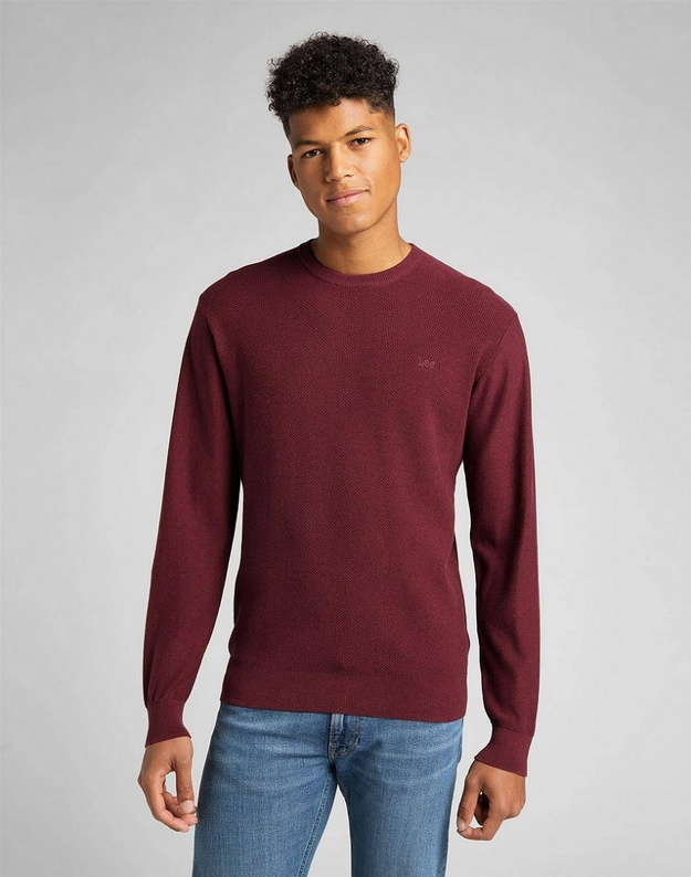 LEE BASIC CREW KNIT MĘSKI SWETER KLASYCZNY FIRED BRICK L83IKHTM 112140951