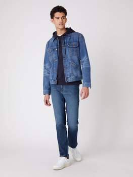 BLUZA MĘSKA WRANGLER LOGO HOODIE DARK NAVY W6B9HYXAE 112130700