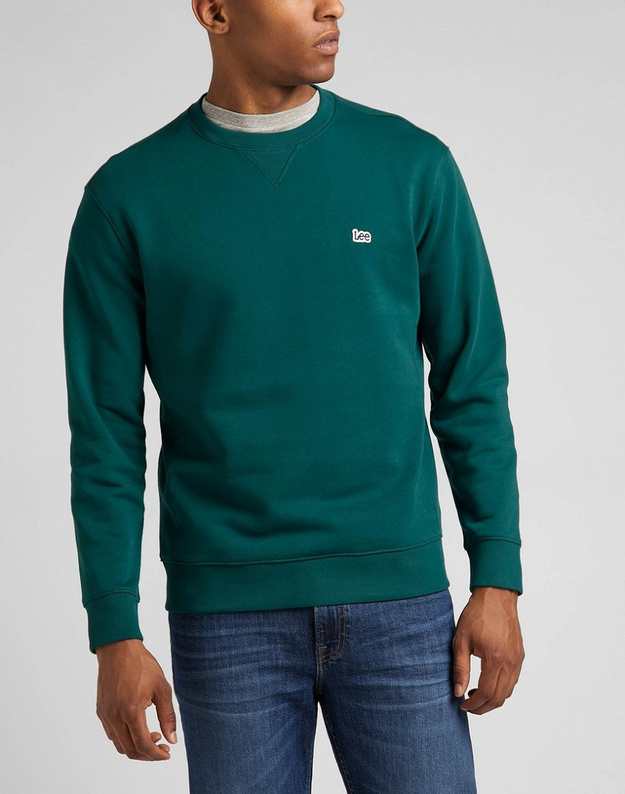 LEE PLAIN CREW SWS MĘSKA BLUZA KLASYCZNA LOGO ESMERALDA L81IRY96 112321571