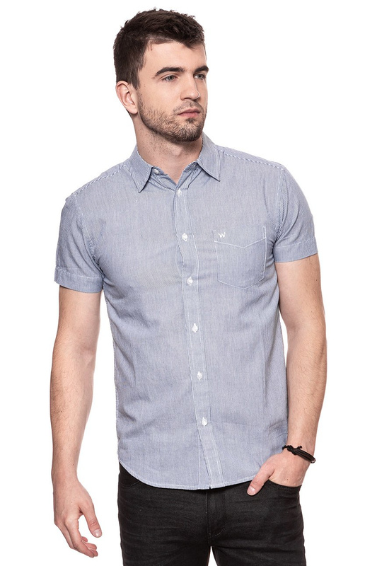 KOSZULA MĘSKA KRÓTKI RĘKAW WRANGLER SS 1 PKT SHIRT PEACOAT BLUE W58604M49 112129484