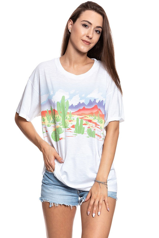 WRANGLER T SHIRT DAMSKI OVERSIZE TEE WHITE W7009EA12 112130870