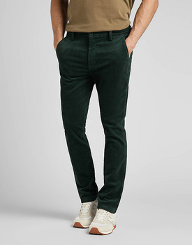 LEE SLIM CHINO MĘSKIE SPODNIE SZTRUKSOWE SZTRUKS LOGO KELP L71LAXIN 112321633