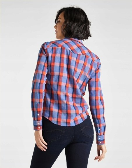 LEE REGURAL WESTERN SHIRT DAMSKA KOSZULA W KRATĘ DŁUGI RĘKAW POPPY RED L45SHRNH 112110485