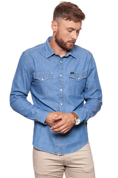 KOSZULA JEANSOWA MĘSKA LEE WESTERN SHIRT WASHED BLUE L644BILR 112115462