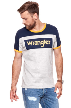 KOSZULKA WRANGLER B&Y RUGBY LOGO TEE MID GREY MEL W7B87GK37 112131559