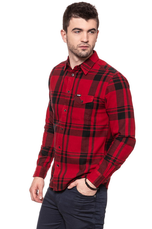KOSZULA WRANGLER LS 1PKT FLAP SHIRT SALSA RED W5932T2WN 112129738